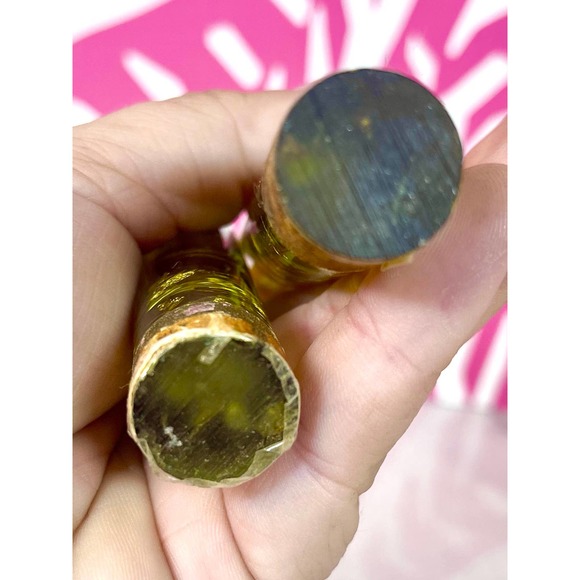 Vintage Green Lucite Candle Sticks w/ Gold Flecks - Picture 6 of 7